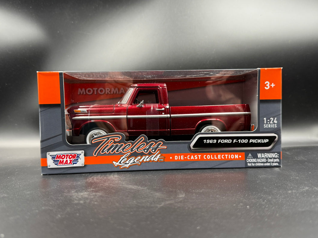 1969 Ford F-100 Pickup RED Timeless Legends MOTORMAX 1:24