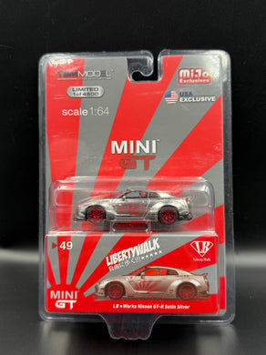 LB Works Nissan GT-R Satin Silver MiJo Exclusive Mini GT #49