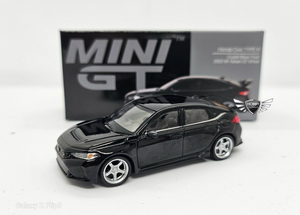 Honda Civic Type R Crystal Black Pearl 2023 W/ Advan GT Wheel #585 Mini GT MiJo Exclusives
