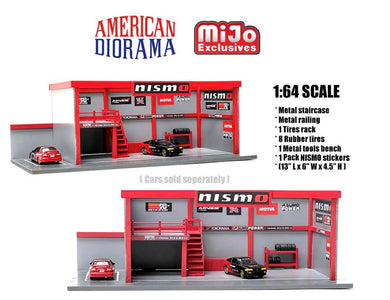 American Diorama 1:64 Mijo Exclusive Garage Diorama with Auto World ADVAN Stickers Included