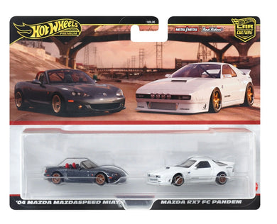 Hot Wheels Premium Car Culture 2-Pack - '04 Mazda Mazdaspeed Miata & Mazda RX7 FC Pandem