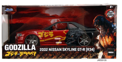 Jada 1/24 “Hollywood Rides” Godzilla 2002 Nissan Skyline GT-R (R34)