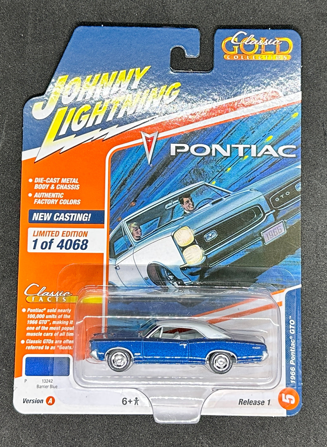 1966 Pontiac GTO Barrier Blue Johnny Lightning