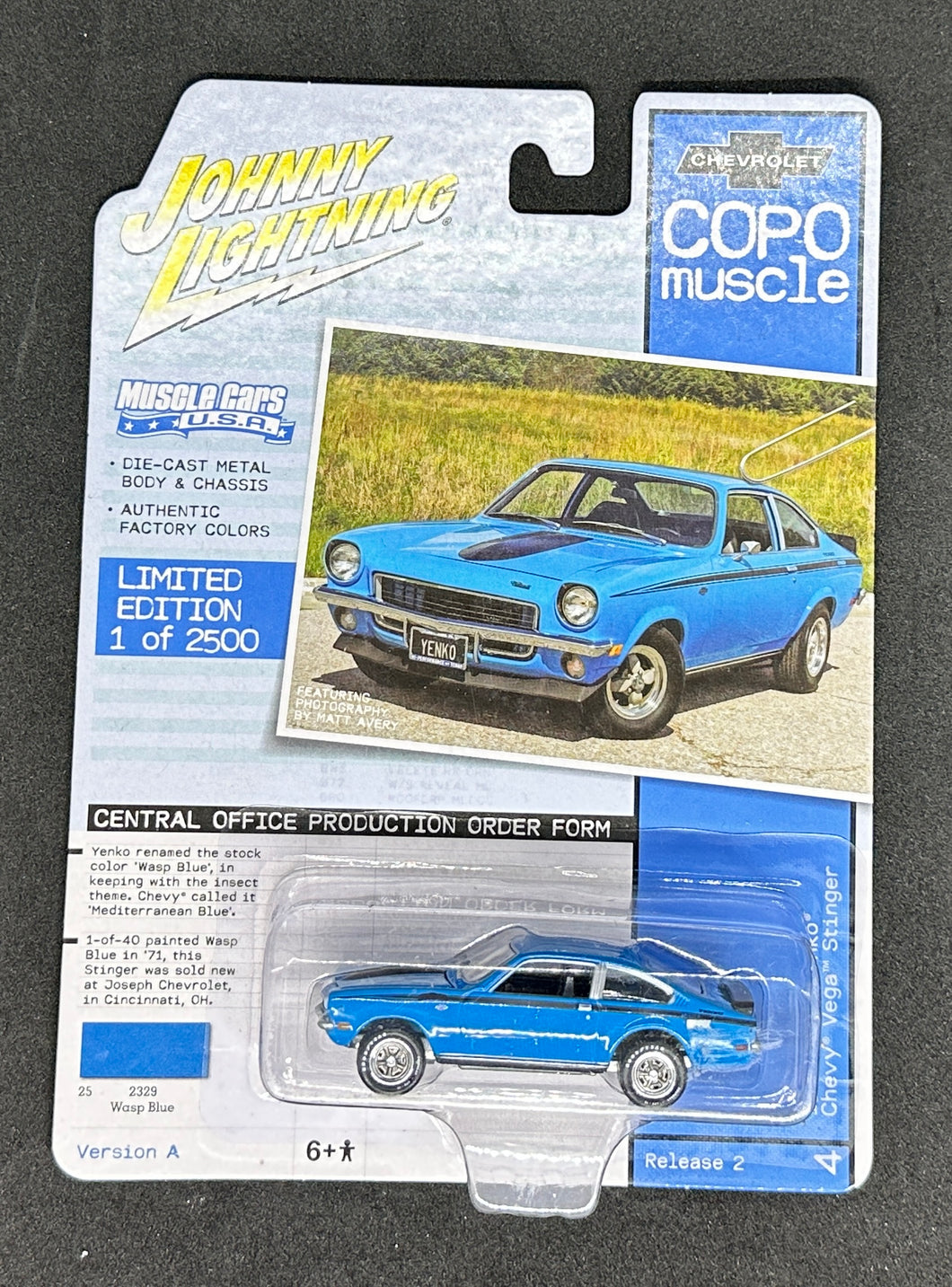 1971 Copo Yenko Chevy Vega Stinger Wasp Blue Johnny Lightning