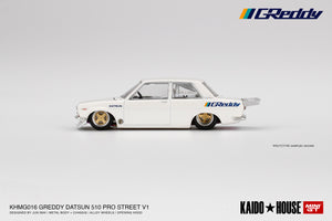 Datsun 510 Pro Street GREDDY Pearl White Kaidohouse / Mini GT #016