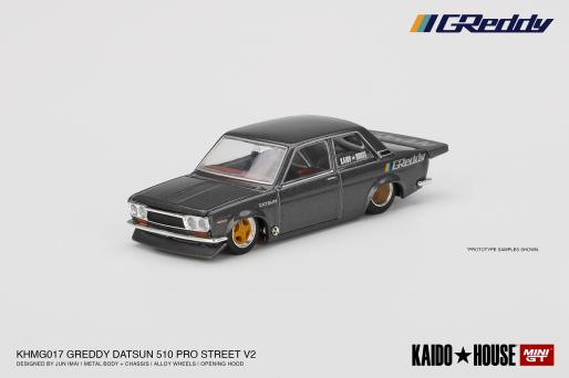 Datsun 510 Pro Street GREDDY Gun Metal Grey Kaidohouse / Mini GT #017