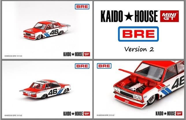Kaitohouse x Mini GT 1:64 Datsun 510 Pro Street BRE #46 ver 2 Matte White