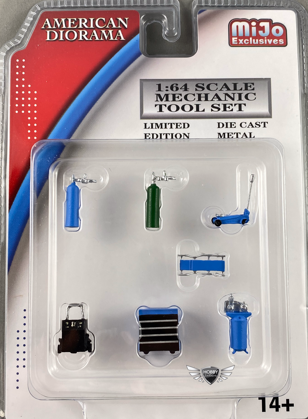 1:64 Scale Mechanic Tool 7 Pieces Set MiJo Exclusives AMERICAN DIORAMA BLUE
