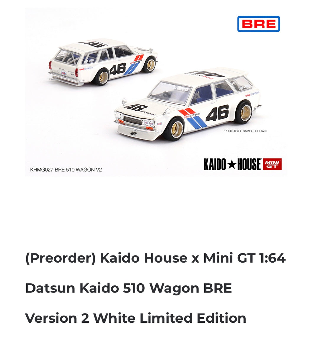 Preorder Kaitohouse x Mini GT 1:64 Datsun Kaido 510 Wagon BRE Ver 2 White