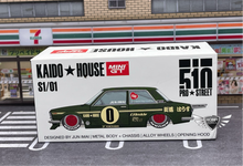 Load image into Gallery viewer, Mini GT 1:64 KaidoHouse Datsun 510 Pro Street OG Olive Green