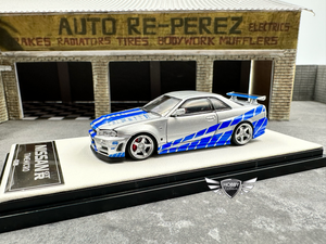 Nissan GT R34 Open Limited Speed And Passion Blue & Silver TImeMicro