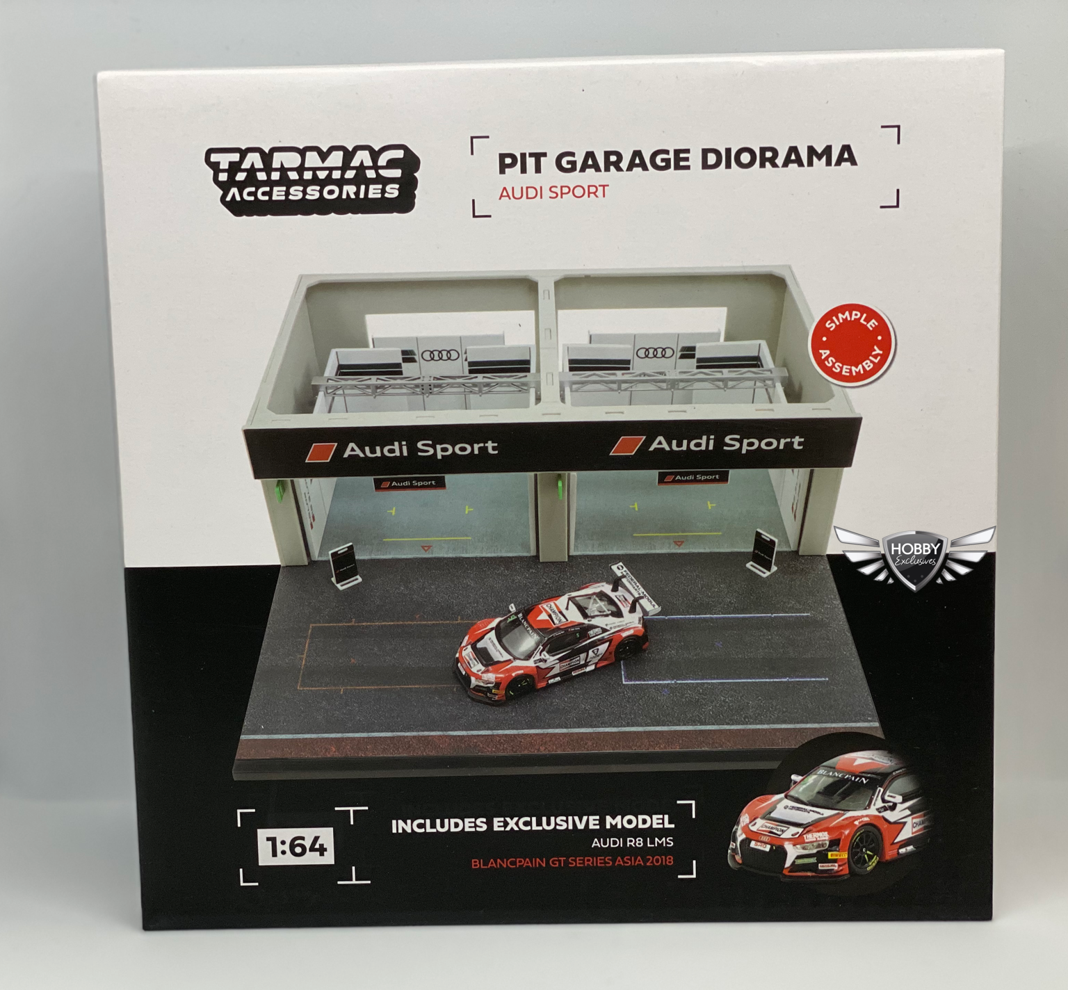 ターマックワークス 1/64 Racing Pit Garage Audi Sport +Audi R8 LMS