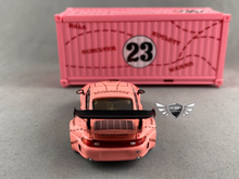 Load image into Gallery viewer, RWB 993 w/ Container Pink Sopranos Tarmac Works 1:64 Scale