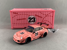 Load image into Gallery viewer, RWB 993 w/ Container Pink Sopranos Tarmac Works 1:64 Scale